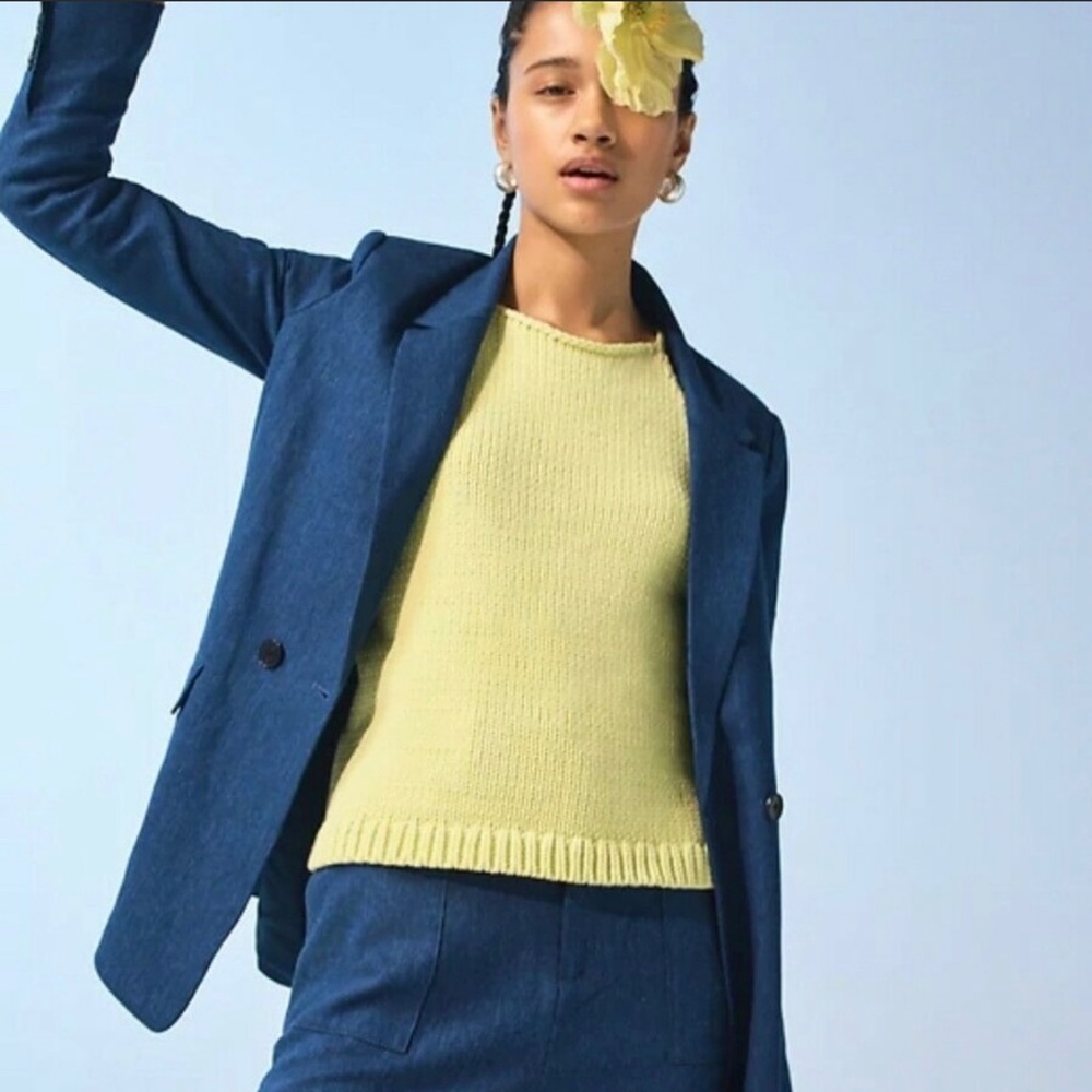 NWT Banana Republic Deep Pacific Blue Linen Blend Boyfriend Fit Blazer 14
